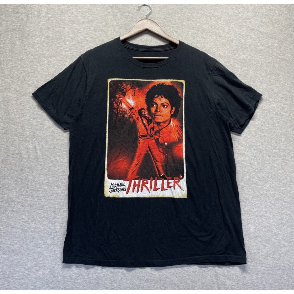 Michael Jackson Thriller Poster T Shirt Mens XL Black Graphic Print Cotton Logo